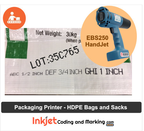 HDPE Bags - Industrial Packaging with EBS250 HandJet