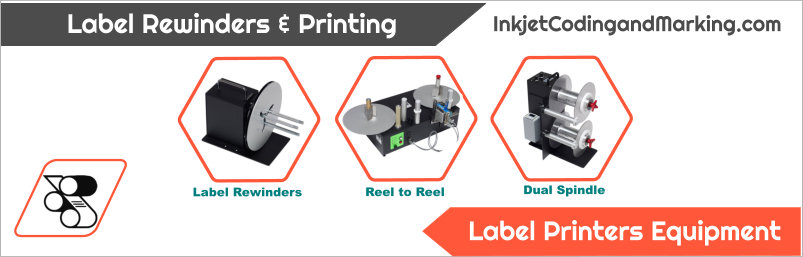 Reel to Reel Label Rewinder with Barcode Printer